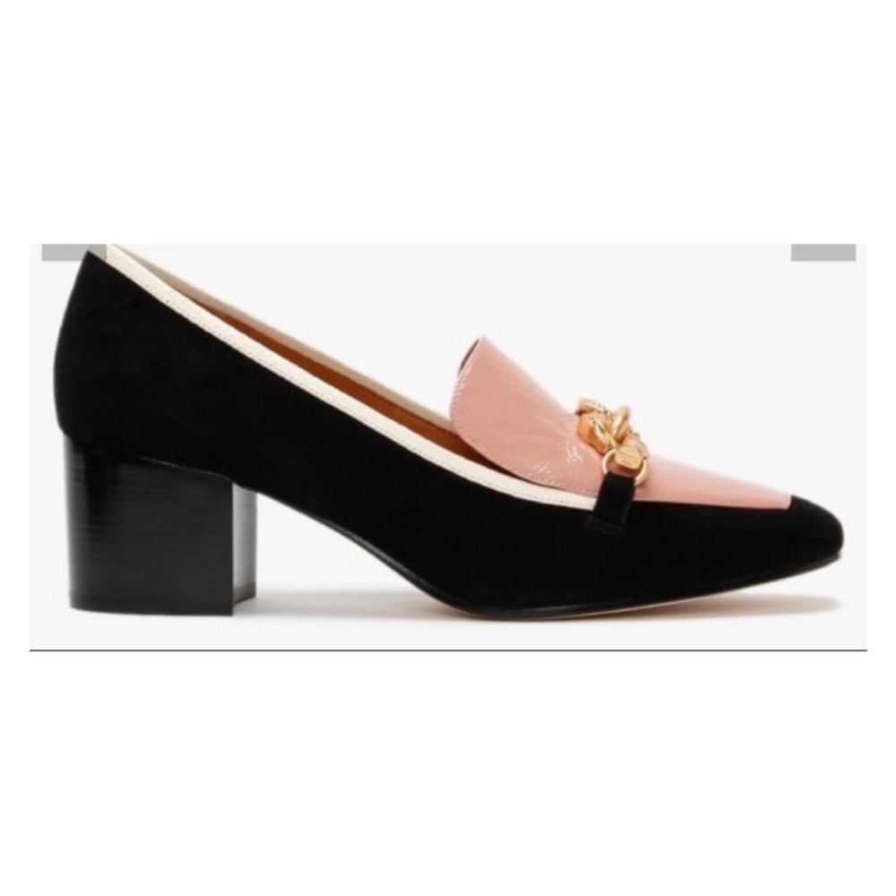 Tory Burch Pump Loafer Jessa Chain in Patent Pink Black - Picture 2 of 10